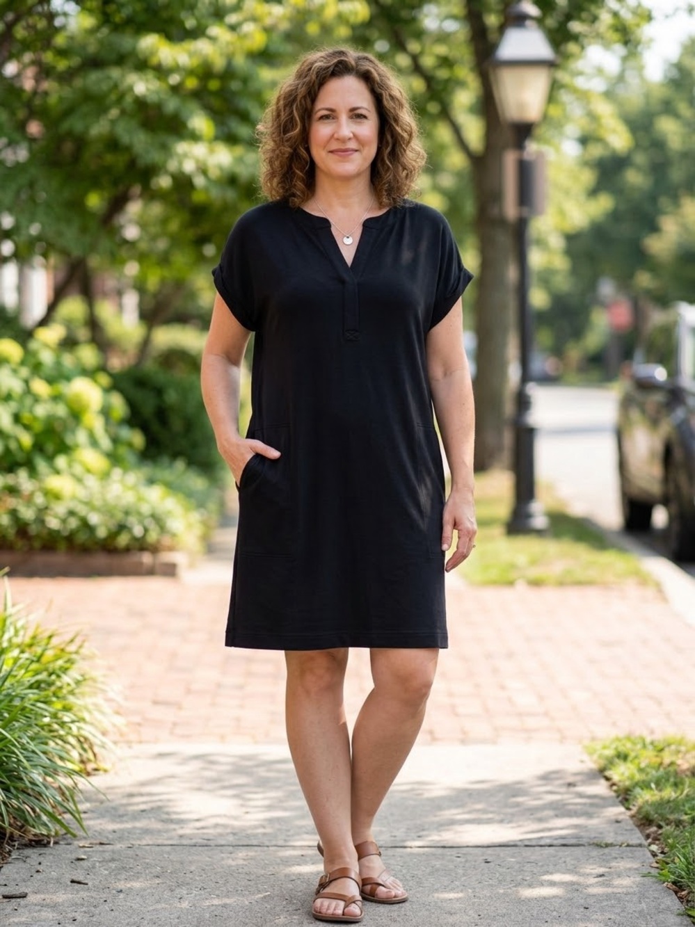 Lou & Grey Signaturesoft Henley Pocket Dress Black XL | Soft Casual Mini/Midi